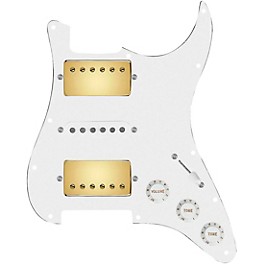920d Custom HSH Loaded Pickguard for Stratocaster With Gold Smoothie Humbuckers, White Texas Vintage Pickups and S5W-HSH W...