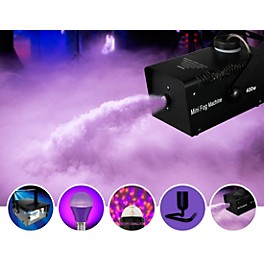 VEI Halloween Party Kit With Fog Machine, Party Bulb, Battery-Powered Strobe, Blacklight Bulb (x2) and Bulb Stands (x2)