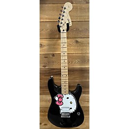 Used Squier Hello Kitty Stratocaster Single Hum Black With Kitty Pickguard Solid Body Electric Guitar