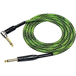 KIRLIN IWB Black/Green Woven Instrument Cable 1/4" Straight to Right Angle