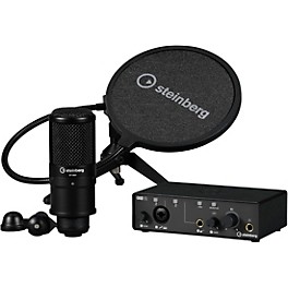Steinberg IXO12 B Podcast Pack with Mic, Table Top Stand, & Pop Screen