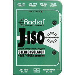 Open Box Radial Engineering J-ISO Jensen Transformer Equipped Stereo Isolator +4dB to -10dB Converter