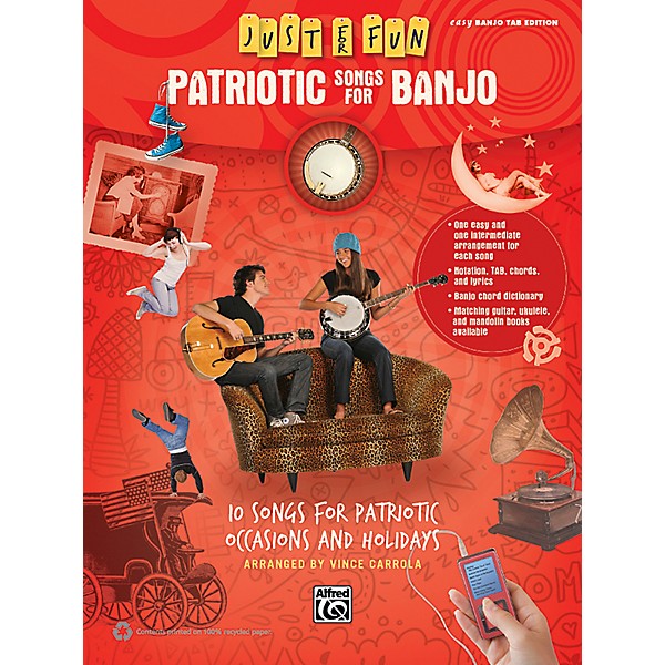 Alfred Just for Fun Patriotic Songs for Banjo Easy TAB Book