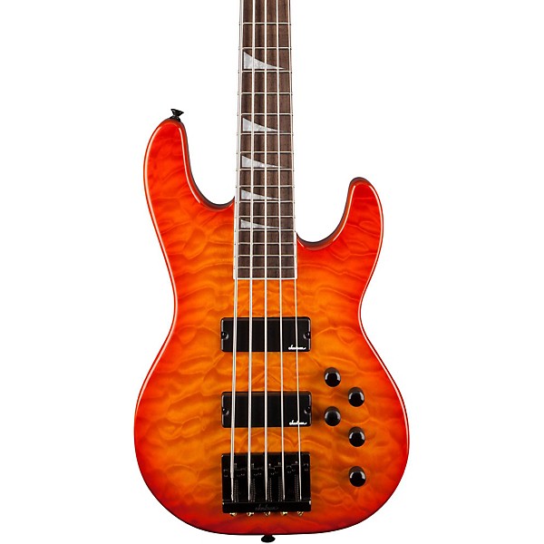 Jackson JS3V Concert 5-String Bass with Quilted Maple Top Transparent Amber