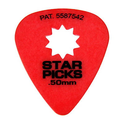 Everly Star Grip Guitar Picks (50 Picks) .50 Mm Red for sale