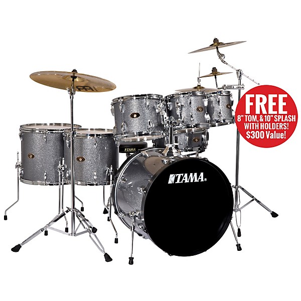 TAMA Imperialstar 6-Piece Drum Set with Cymbals and Free 8" Tom Galaxy Silver