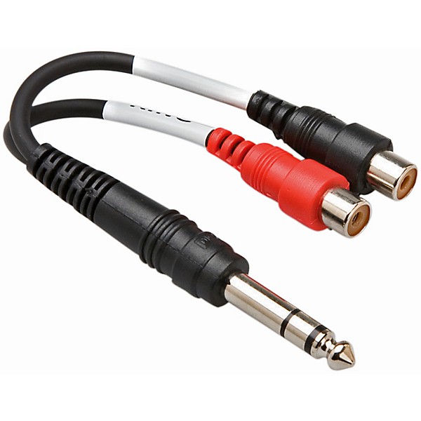 Hosa YPR-102 Stereo 1/4" Male TRS to Dual RCA Female Stereo Breakout Y-Cable 6 in.
