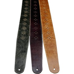 Perri's 2.5" Distressed Leather Guitar Strap with Perforated Vents and Soft Leather Back Gray
