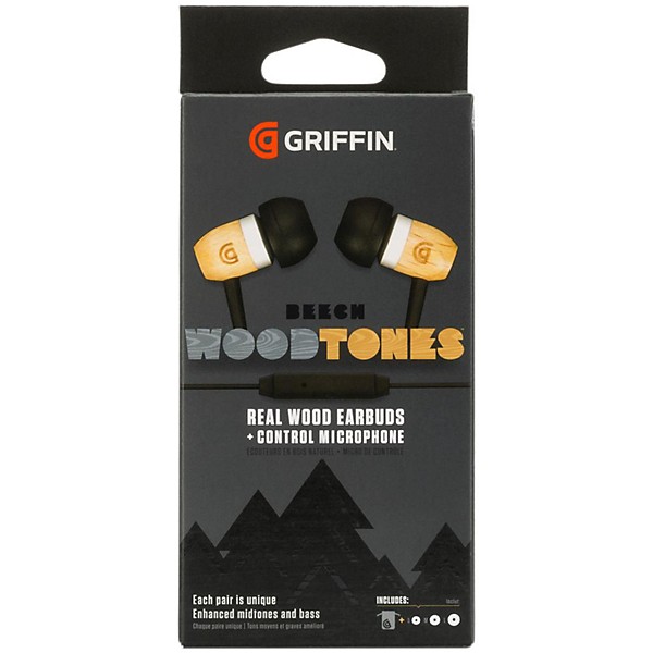 Griffin WoodTones Earbuds with Mic Beech