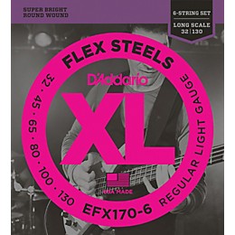 D'Addario Flexsteels Long Scale 6-String Bass Guitar Strings (32-130)