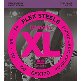 D'Addario Flexsteels Long Scale Bass Guitar Strings (45-100)