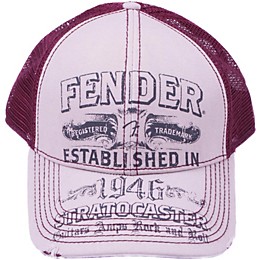 Clearance Fender Strat Trucker Hat White/Cordovan Adjustable