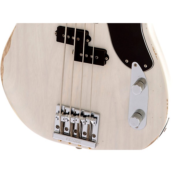 Open Box Fender Mike Dirnt Roadworn Precision Bass Level 1 White Blonde Rosewood Fingerboard