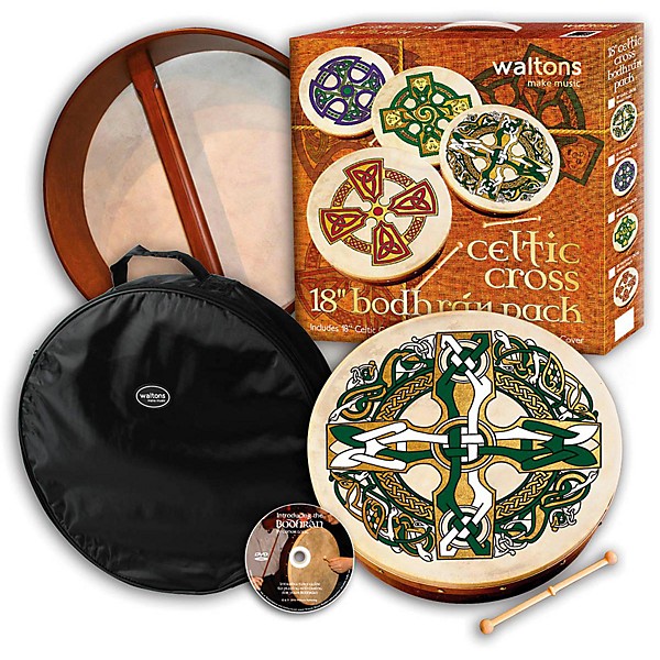 Waltons Bodhran Gift Pack Celtic Cross 18 in.