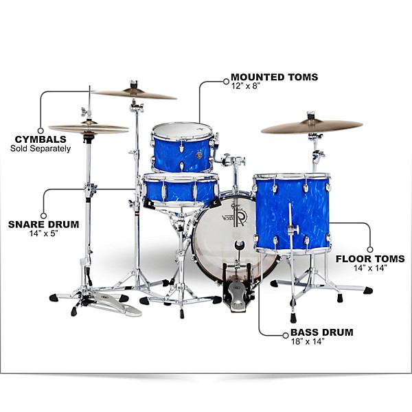 Gretsch Drums Catalina Club Jazz 4-Piece Shell Pack with 18" Bass Drum Blue Satin Flame