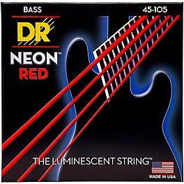 DR Strings Hi-Def NEON Red Coated Medium 4-String (45-105) Bass Guitar Strings