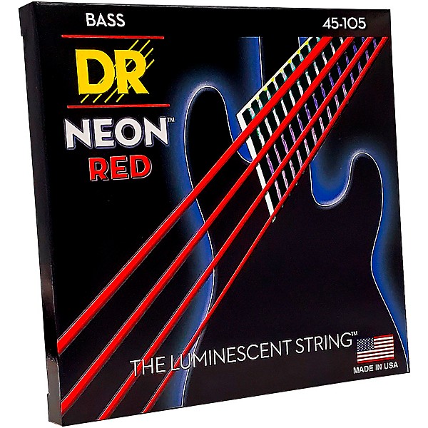 DR Strings Hi-Def NEON Red Coated Medium 4-String (45-105) Bass Guitar Strings