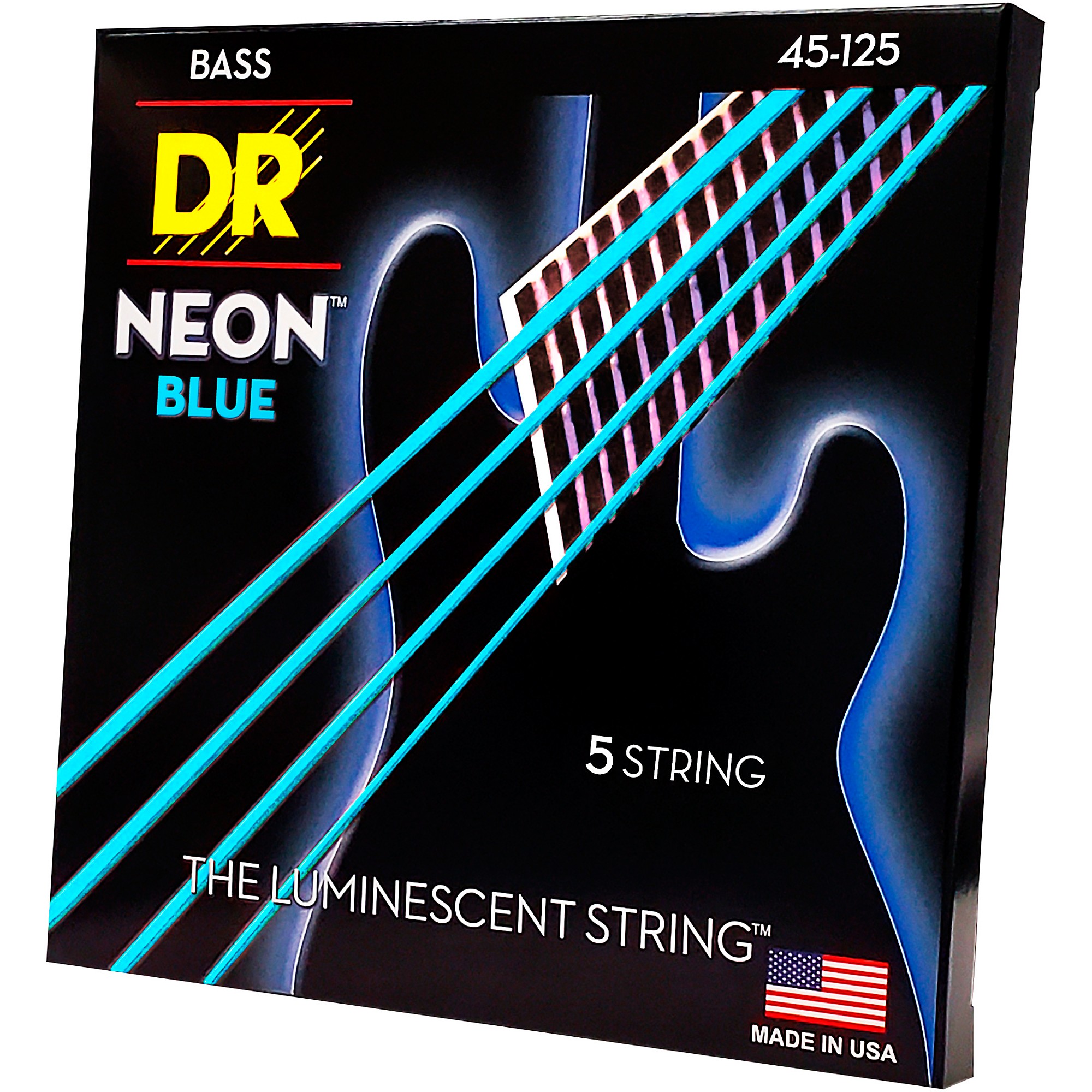 DR Strings Hi Def NEON Blue Coated Medium 5 String 45 125 Bass