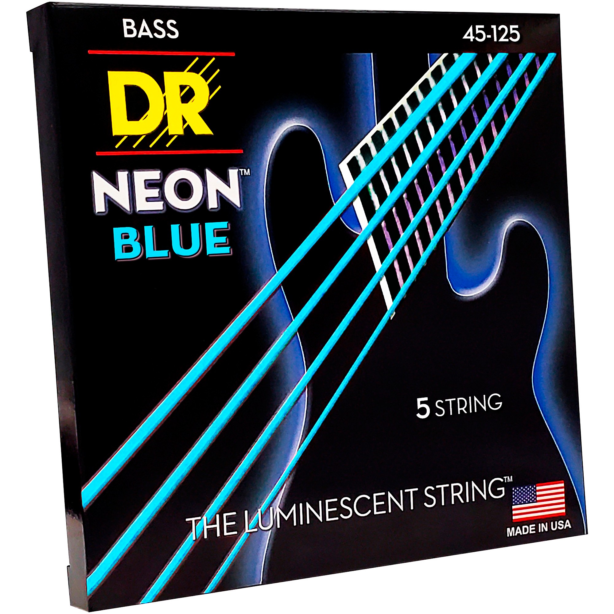 DR Strings Hi Def NEON Blue Coated Medium 5 String 45 125 Bass