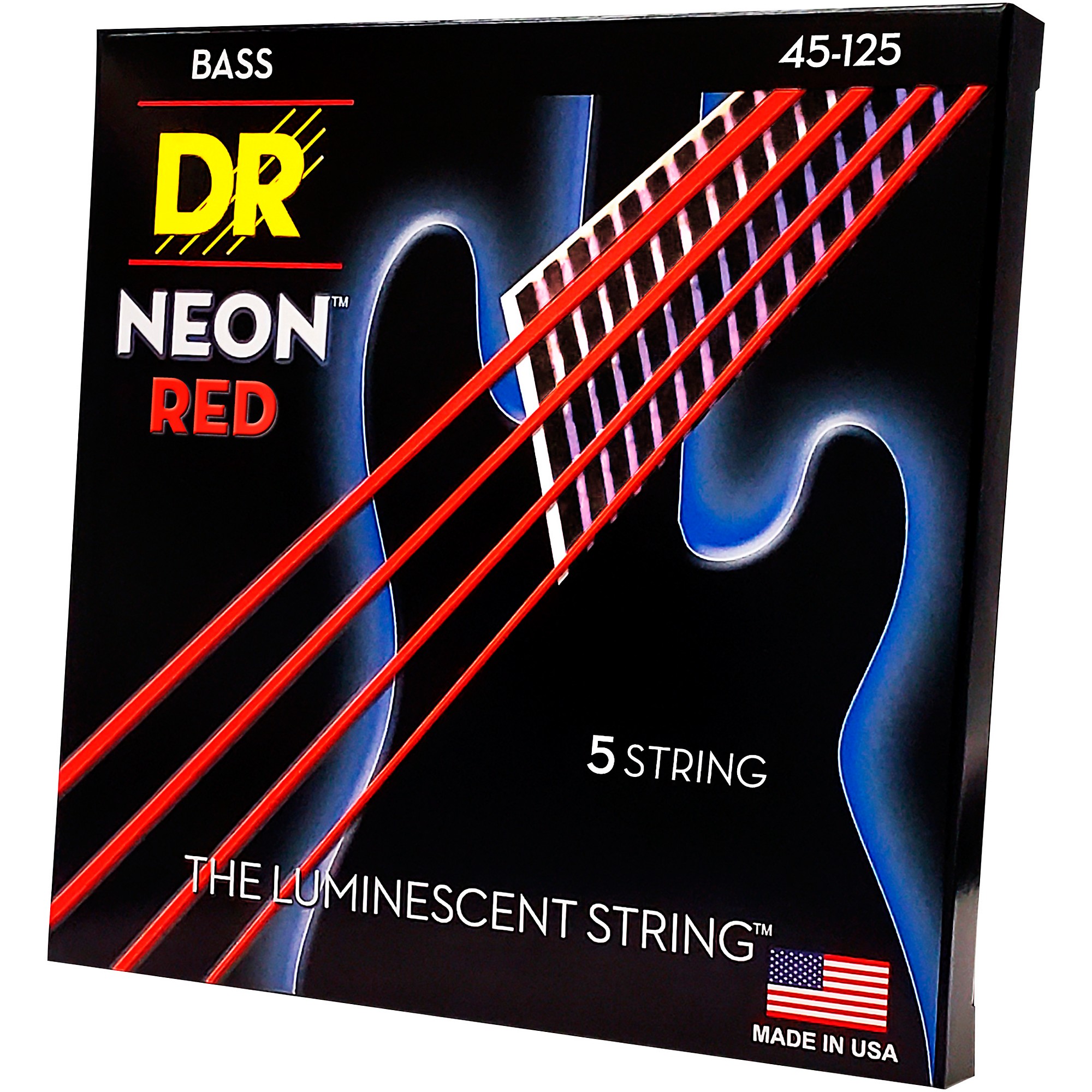 DR Strings Hi Def NEON Red Coated Medium 5 String 45 125 Bass