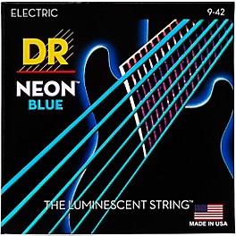 DR Strings Hi-Def NEON Blue Coated Light (9-42) Electric Guitar Strings