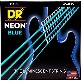 DR Strings Hi-Def NEON Blue Coated Medium 4-String (45-105) Bass Guitar Strings