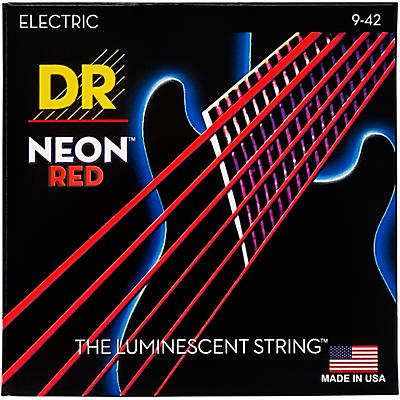 Dr Strings Hi-Def Neon Red Coated Light (9-42) Electric Guitar Strings for sale