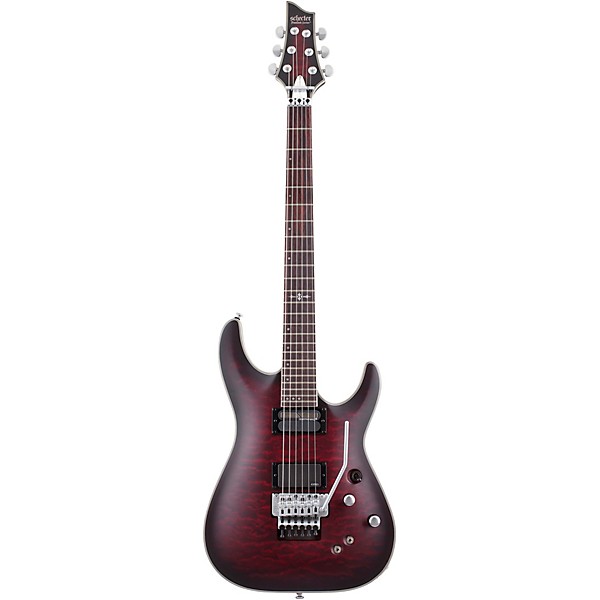 Schecter Guitar Research C-1 Platinum FR-Sustainiac Electric Guitar Satin Crimson Red Burst