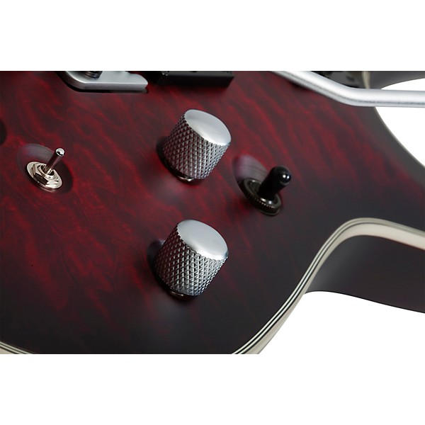 Schecter Guitar Research C-1 Platinum FR-Sustainiac Electric Guitar Satin Crimson Red Burst