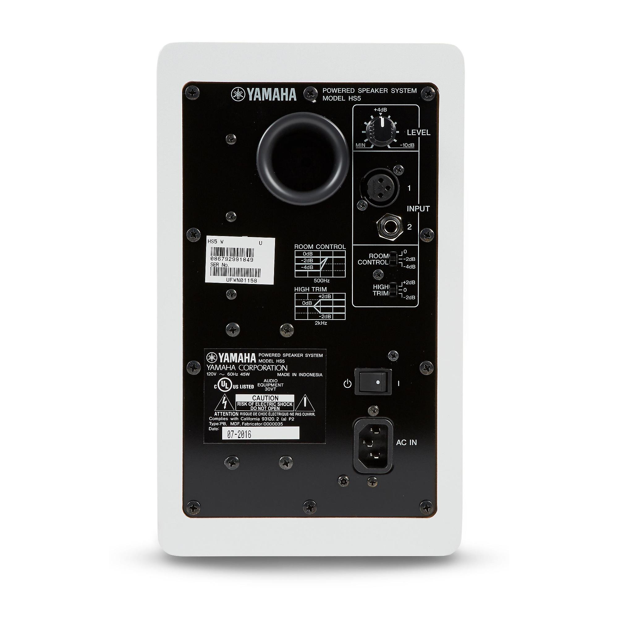 Yamaha HS5 W 5 Powered Studio Monitor, White (Each) White