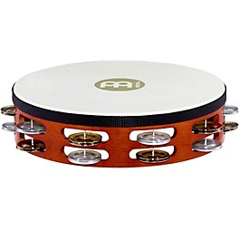 MEINL TAH2A-AB 10" Headed Wood Tambourine, Dual Row, Aluminum Jingles African Brown