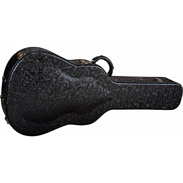 Luna Dreadnought / Grand Concert Acoustic Guitar Tooled Leather Look Hardshell Case Black