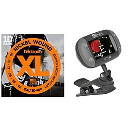 D'Addario EXL110-10P With a DeltaLab Clip-On Tuner