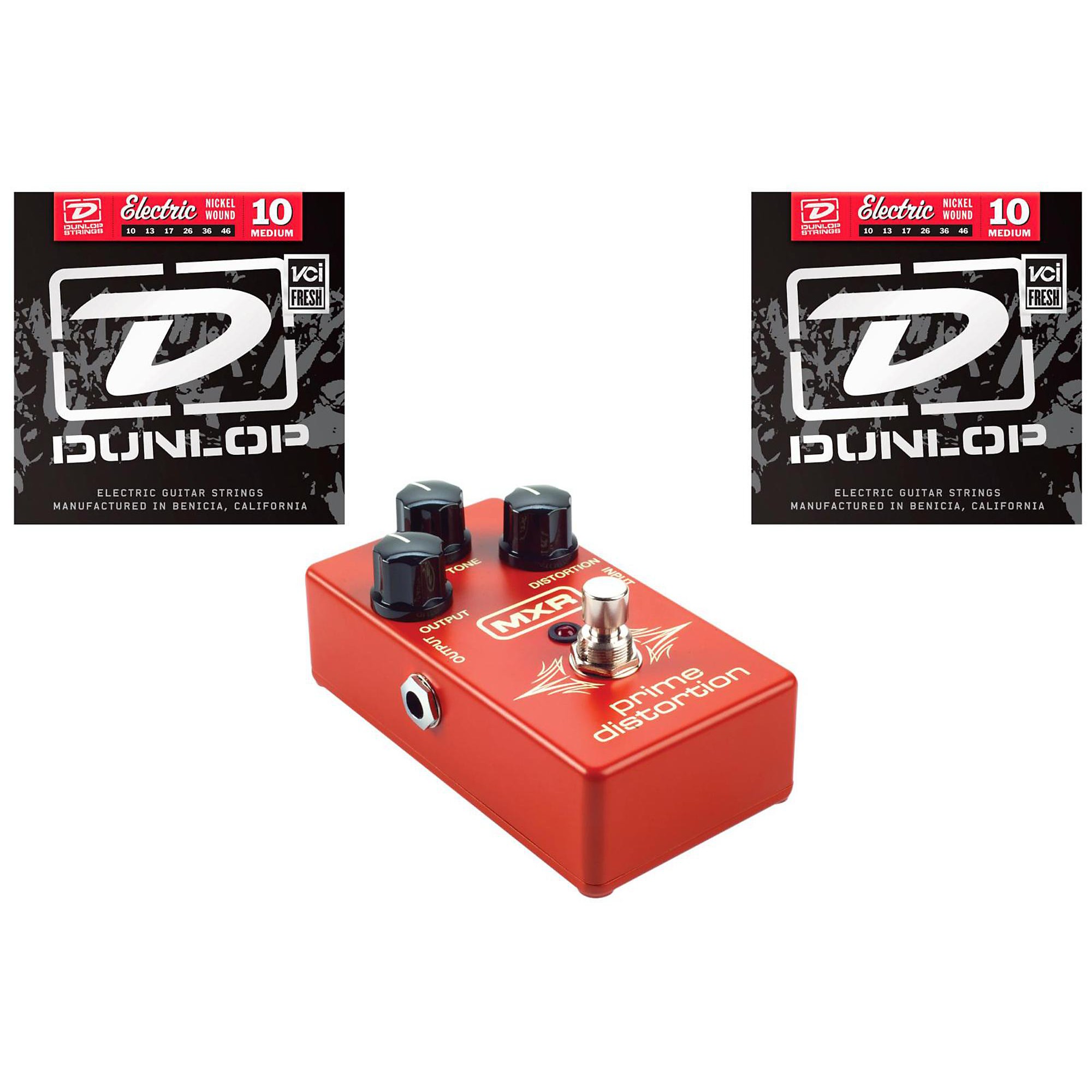 MXR Distortion 2種セット Dunlop MXR Prime Distortion Pedal With Two Sets of DEN1046 Strings