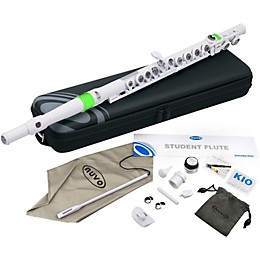 Nuvo Student Plastic Flute Kit White with Green Highlights