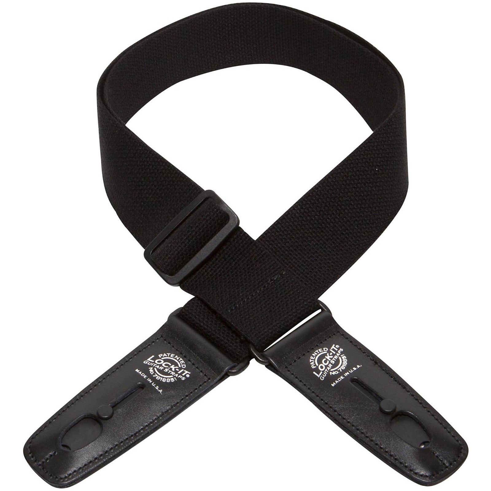 LockIt Straps 2" Cotton Locking Guitar Strap Black Guitar Center