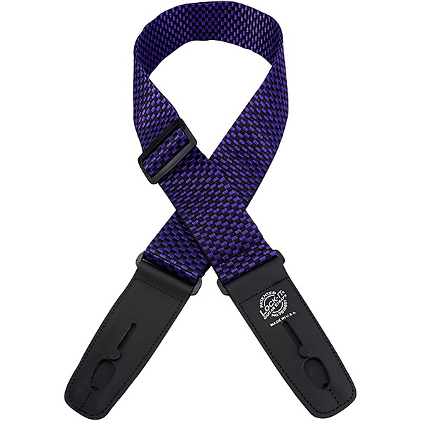 Lock-It Straps 2" Poly Patented Locking Technology Guitar Strap Purple Checkers