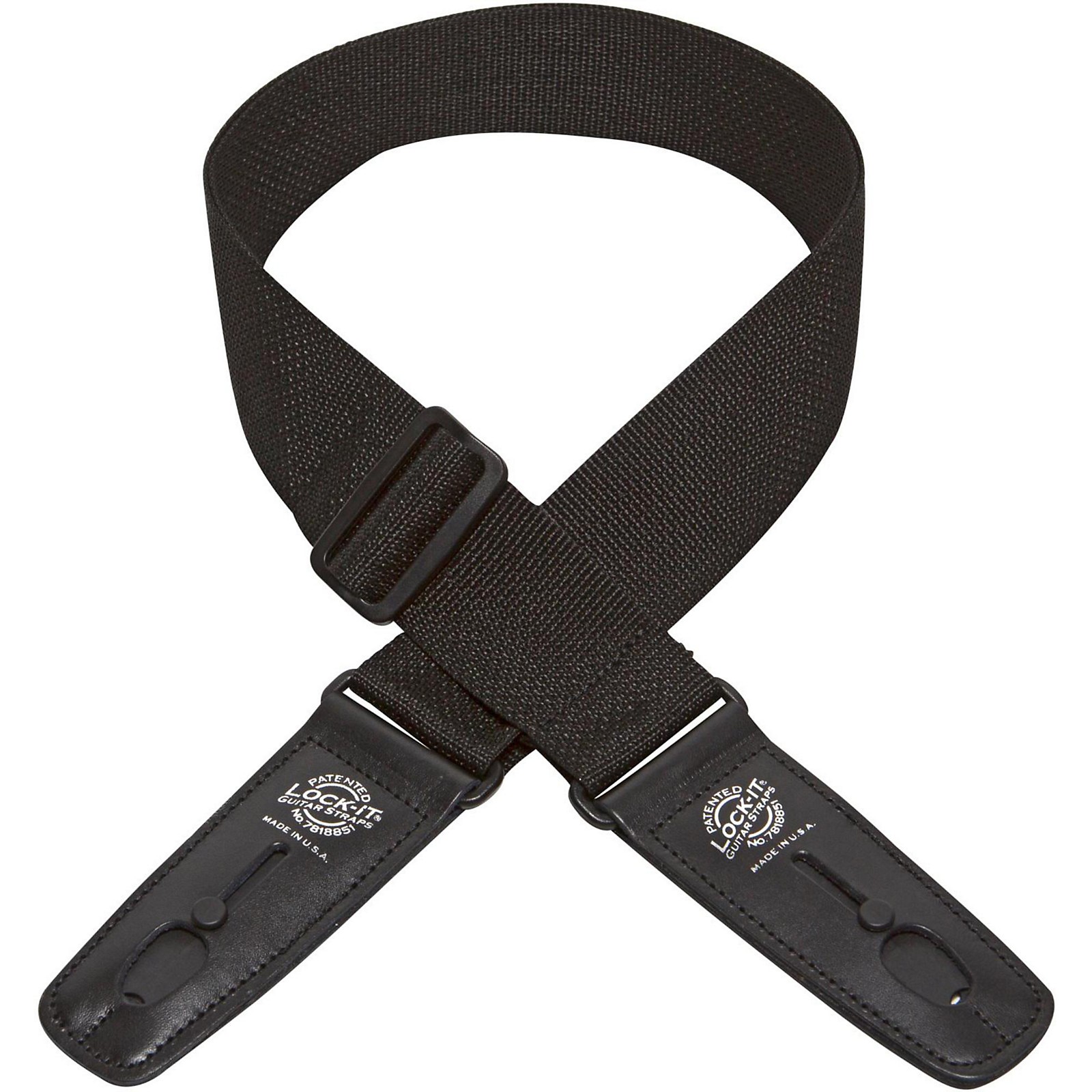 LockIt Straps 2" Poly Patented Locking Technology Guitar Strap Black
