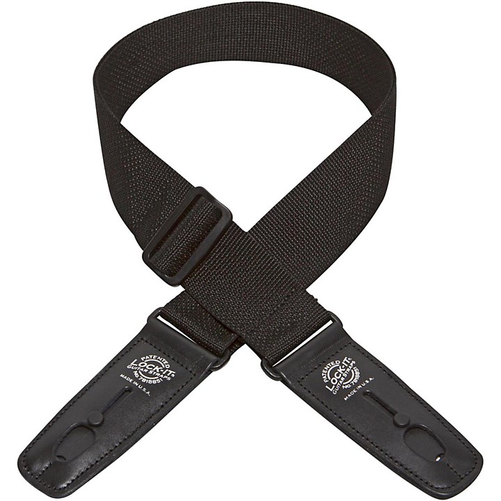 LockIt Straps 2" Poly Patented Locking Technology Guitar Strap Black