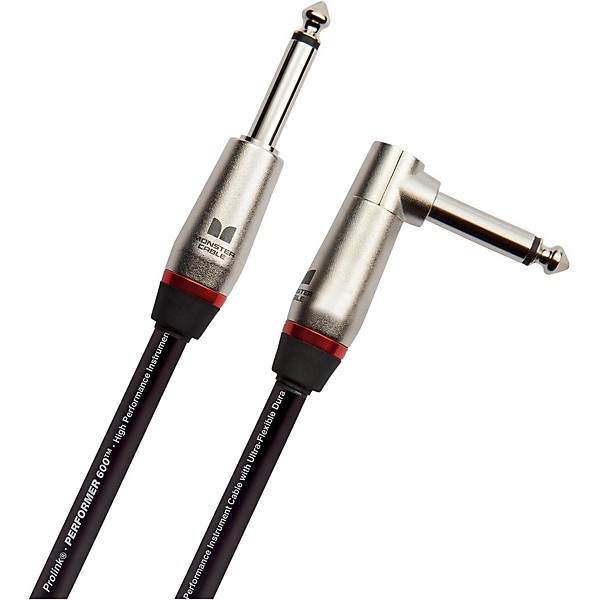 Monster Cable Performer 600 1/4" Angled to Straight Instrument Cable 18 in.