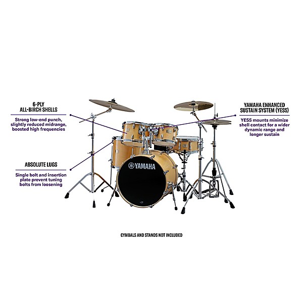 Open Box Yamaha Stage Custom Birch 5-Piece Shell Pack with 22" Bass Drum Level 2 Natural Wood 197881206246