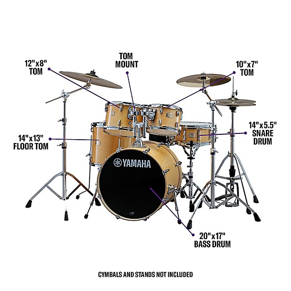 Yamaha Stage Custom Birch 5-Piece Shell Pack With 20" Bass Drum Natural Wood