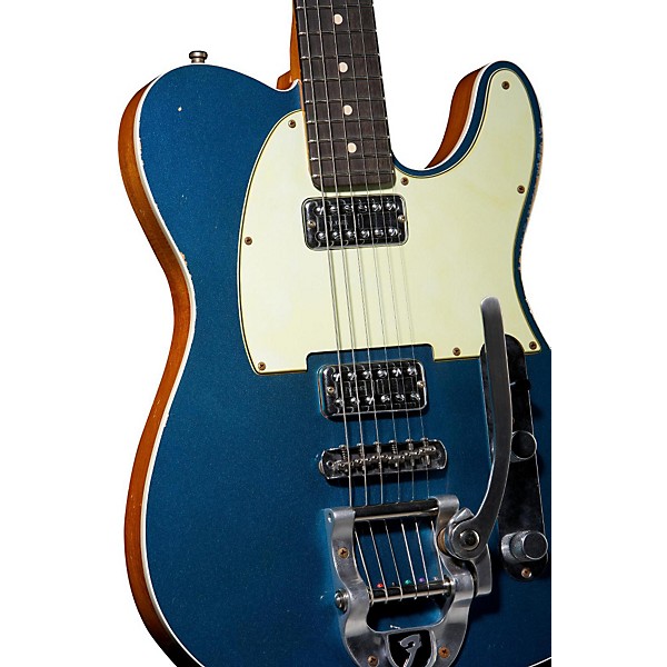 Fender Custom Shop Double TV Jones Relic Telecaster with Bigsby Electric Guitar Aged Lake Placid Blue