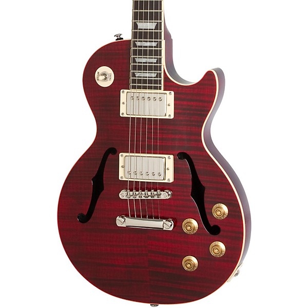 Open Box Epiphone Les Paul Standard Florentine PRO Hollowbody Electric Guitar Level 2 Wine Red 190839193285
