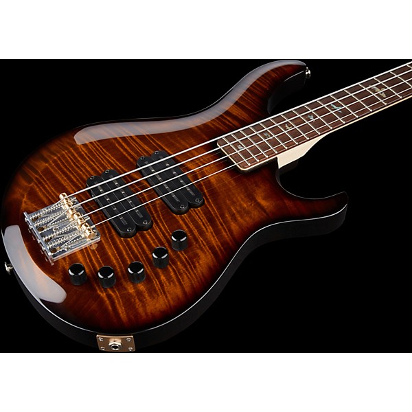 PRS Grainger Flame 10 Top Electric Bass Guitar with Indian Rosewood Fretboard Black Gold Burst