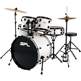 Sound Percussion Labs Unity 5-Piece Drum Set with Hardware, Cymbals and Throne White