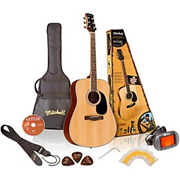 Clearance Mitchell MD100PK Dreadnought Acoustic Guitar Pack Natural
