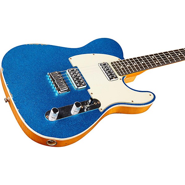 Fender Custom Shop Double TV Jones Relic Telecaster Electric Guitar Blue Sparkle