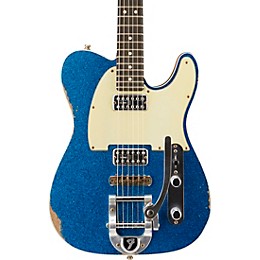 Open Box Fender Custom Shop Double TV Jones Relic Telecaster with Bigsby Electric Guitar Level 2 Blue Sparkle 190839344151