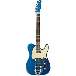 Open Box Fender Custom Shop Double TV Jones Relic Telecaster with Bigsby Electric Guitar Level 2 Blue Sparkle 190839344151